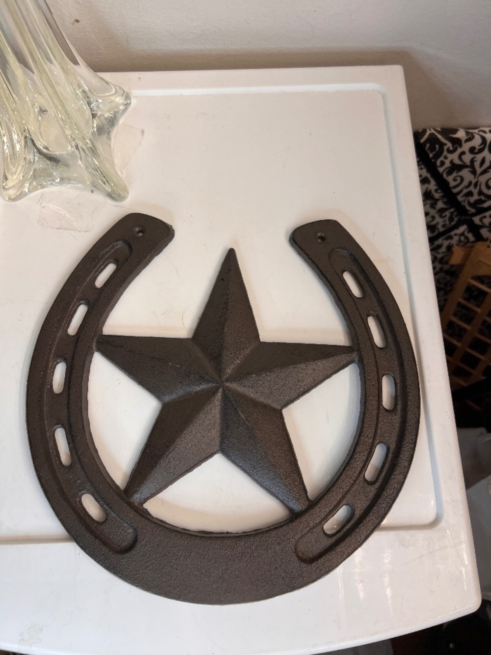 Ebros Gift 10 Wide Rustic Cast Iron Metal Horseshoe With Western Star Wall Decor